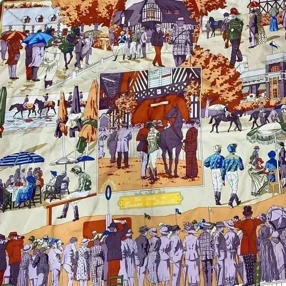 Hermès 'Un Siecle de Courses a Deauville 90' scarf by Hubert de Watrigant